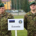 Военнослужащие армии Эстонии на церемонии открытия военных учений в Львовской области