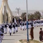 Uniformed Taliban forces parade in Qalat