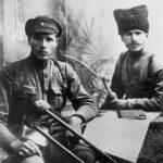Red Army Commander Vasily Chapayev with his officer Ivan Bubenets, 1919