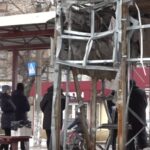 Разрушенная остановка в Донецке